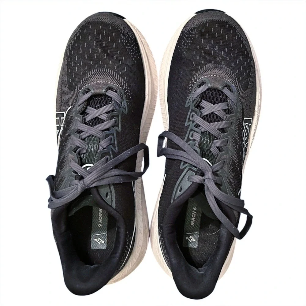 Hoka One One Mach 6 Running Shoes Womens 9 Black White Athletic Sneakers 1147810
